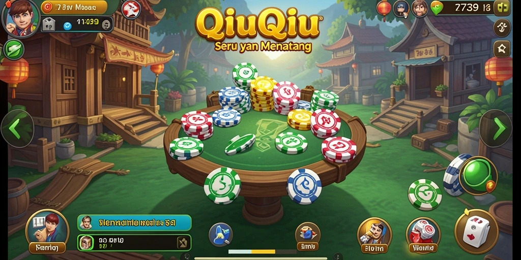 Tangkapan layar utama menampilkan aksi seru dalam game QiuQiu.