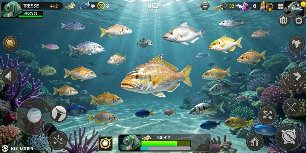 Screenshot gameplay 6CF dengan aksi menembak ikan yang mendebarkan.