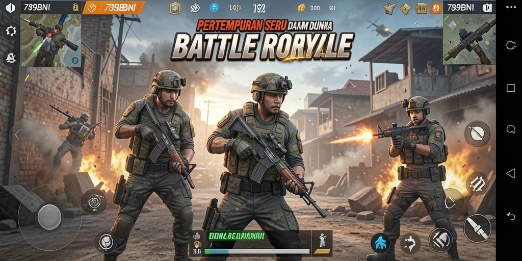 Tampilan gameplay seru di 789BNI, menunjukkan pertempuran dalam mode Battle Royale.