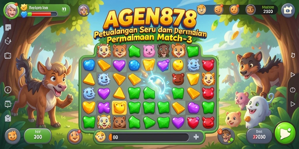 Screenshot AGEN878 menunjukkan gameplay seru Match-3 yang menantang.