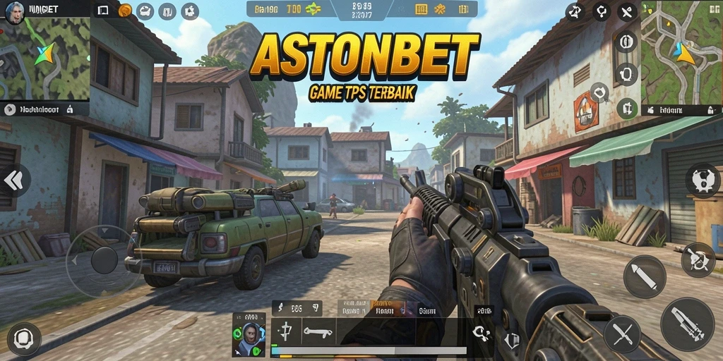 Screenshot gameplay ASTONBET menampilkan aksi tembak-menembak yang intens.