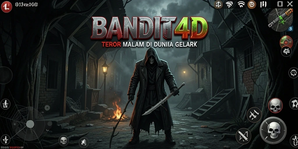 Screenshot gameplay BANDIT4D menampilkan suasana mencekam saat menjelajahi area gelap.