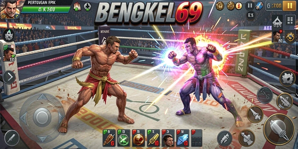 Screenshot BENGKEL69 menampilkan aksi pertarungan yang intens.