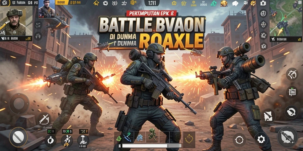 Menampilkan gameplay seru pertempuran dalam F32 di arena Battle Royale.