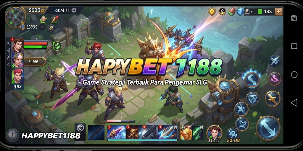 Screenshot gameplay menunjukkan pertarungan strategis di <strong>HAPPYBET188</strong>.