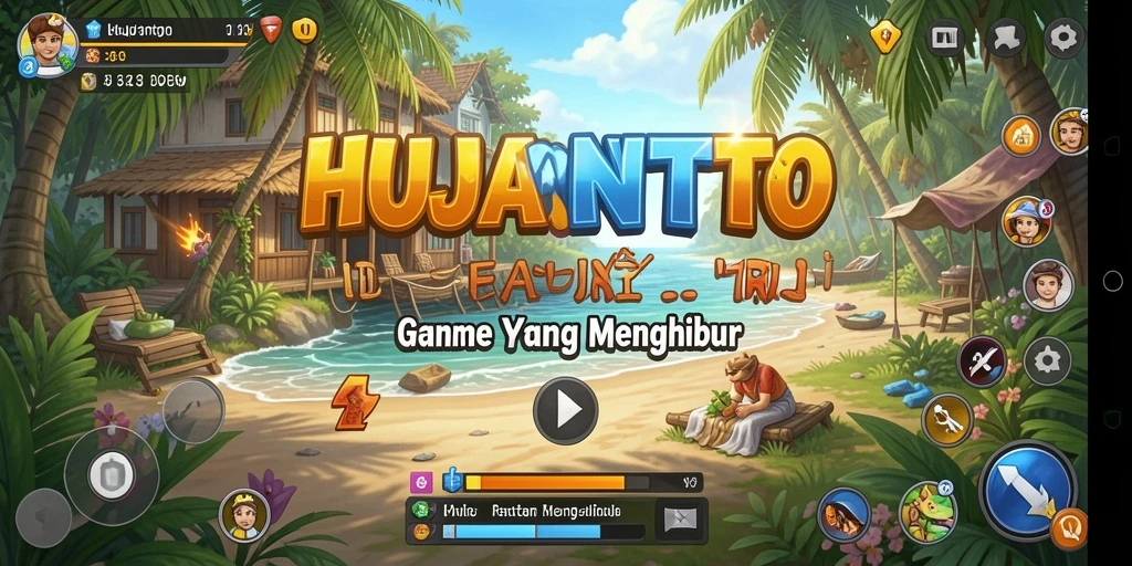 Tampilan gameplay HUJANTOTO yang cerah dan menarik.