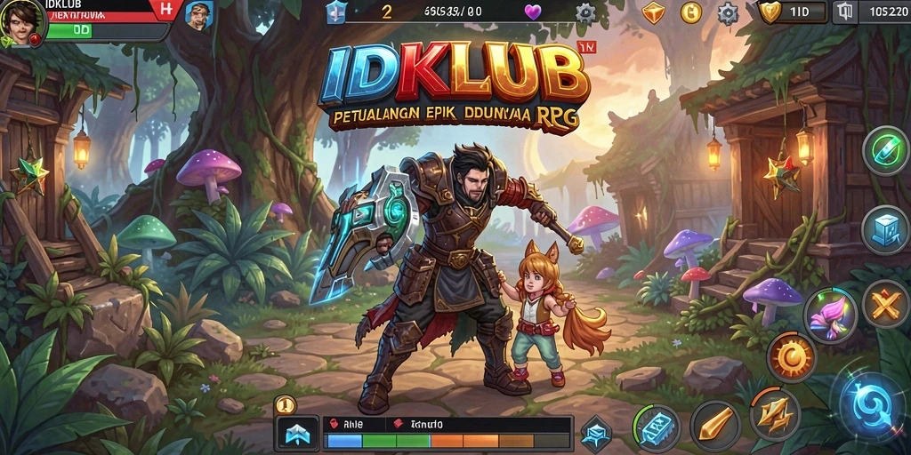 Screenshot utama yang menampilkan aksi seru dalam <strong>IDKLUB</strong> RPG.