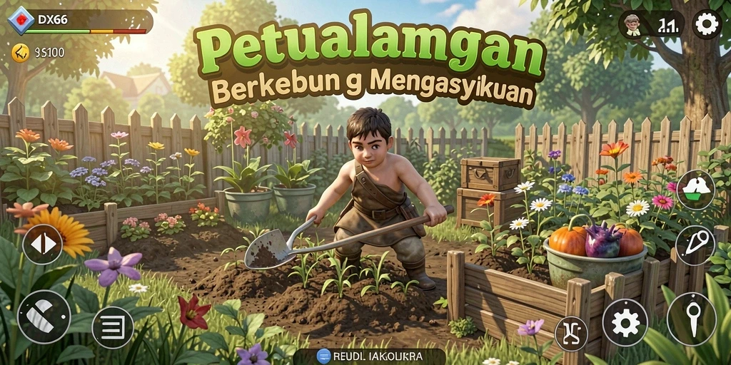Tangkapan layar menunjukkan gameplay seru dalam berkebun di IDX66.