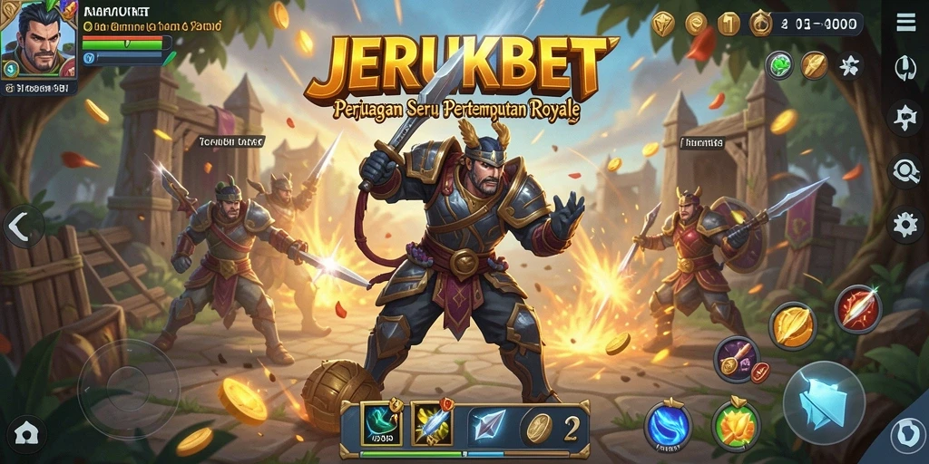 Tampilan seru pertempuran di game Battle Royale JERUKBET.