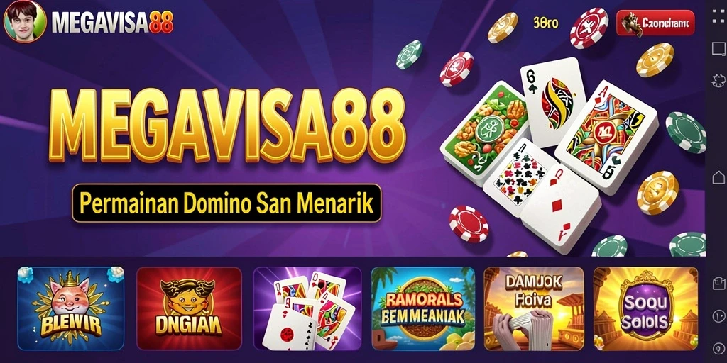 Tampilan gameplay MEGAVISA88 dengan suasana permainan domino yang seru.