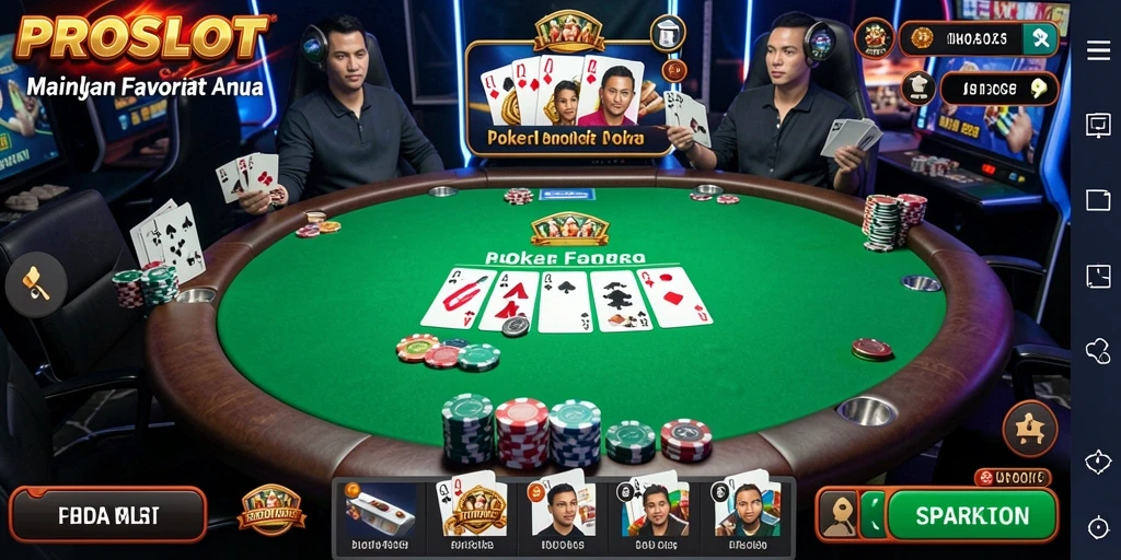 Tampilan menarik dari gameplay poker di PROSLOT.