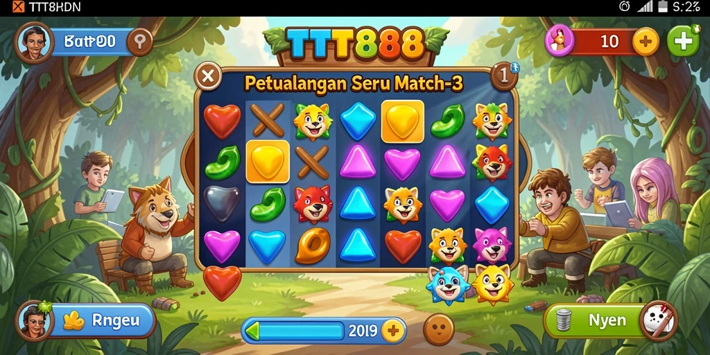 Tampilan menarik dari gameplay seru TTT888 Match-3.