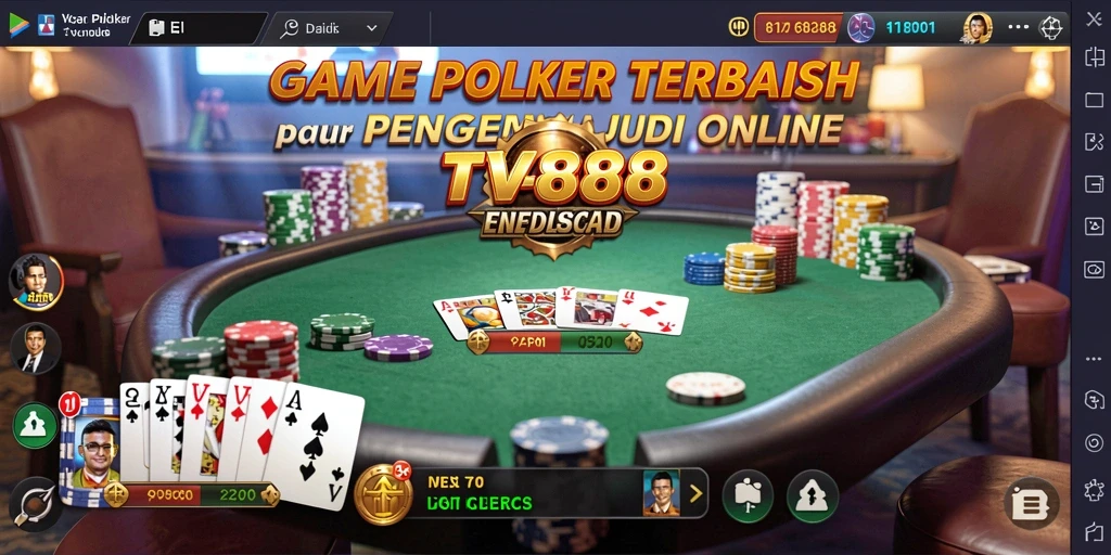 Screenshot utama TV888 menunjukkan aksi seru permainan poker yang mendebarkan.