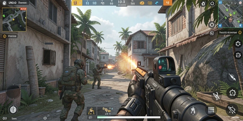 Screenshot gameplay <strong>UNO4D</strong> dengan aksi tembak-menembak yang mendebarkan.