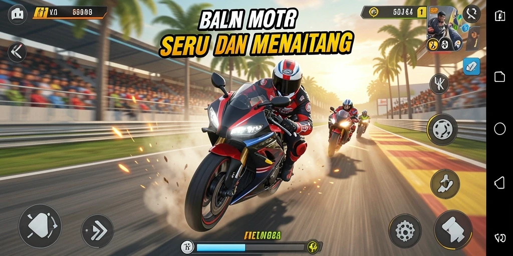 Gameplay balapan motor yang mendebarkan dan seru.