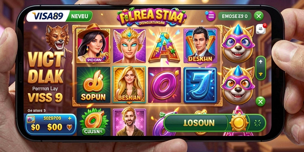 Screenshot gameplay dari mesin slot yang menarik dan penuh warna.